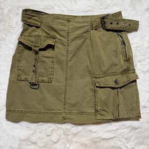 Free People Olive Green Cargo Utility Mini Skirt Size 2